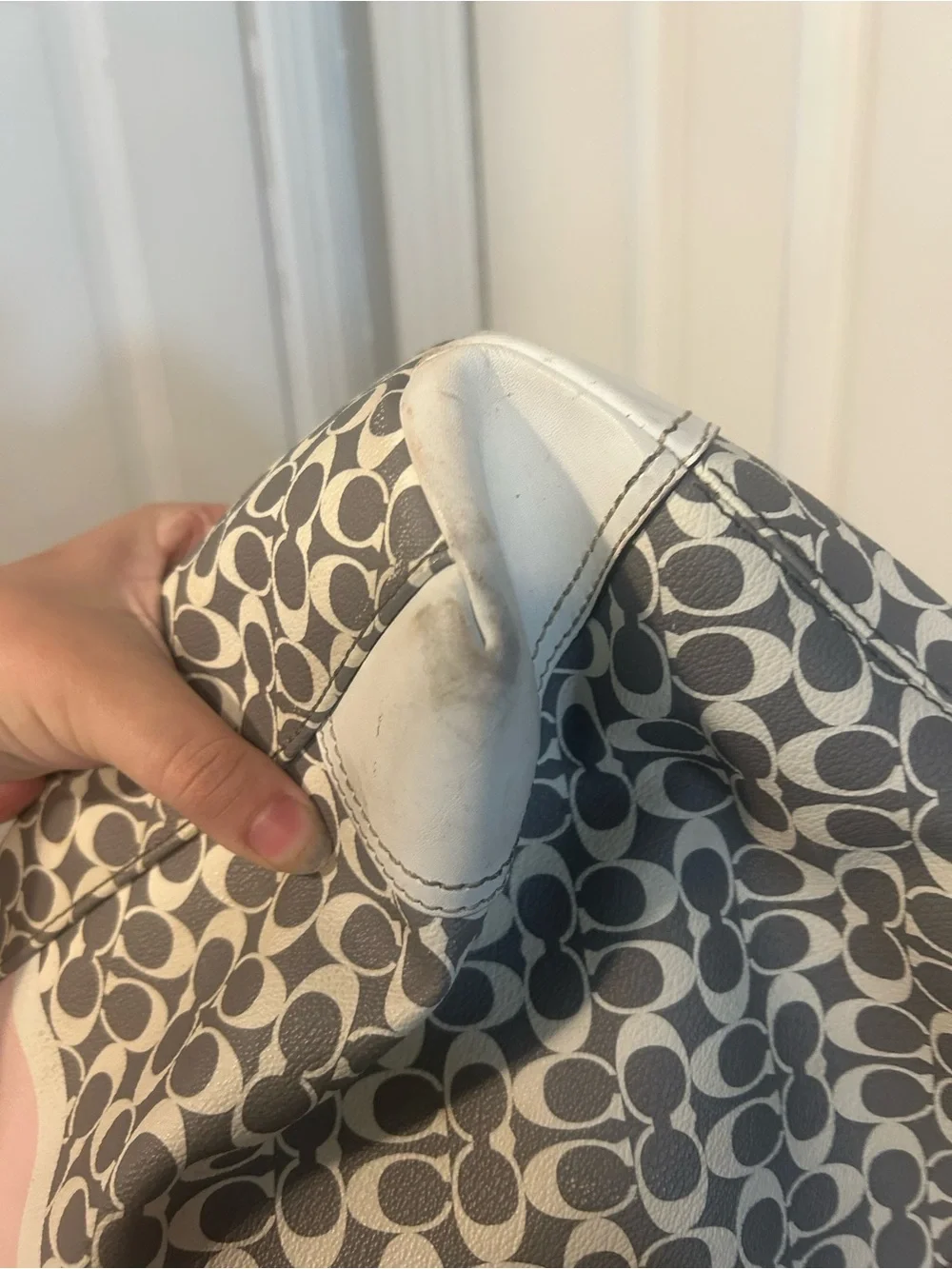 Coach Heritage Signature Large Tote Diaper Bag in Pink & Gray